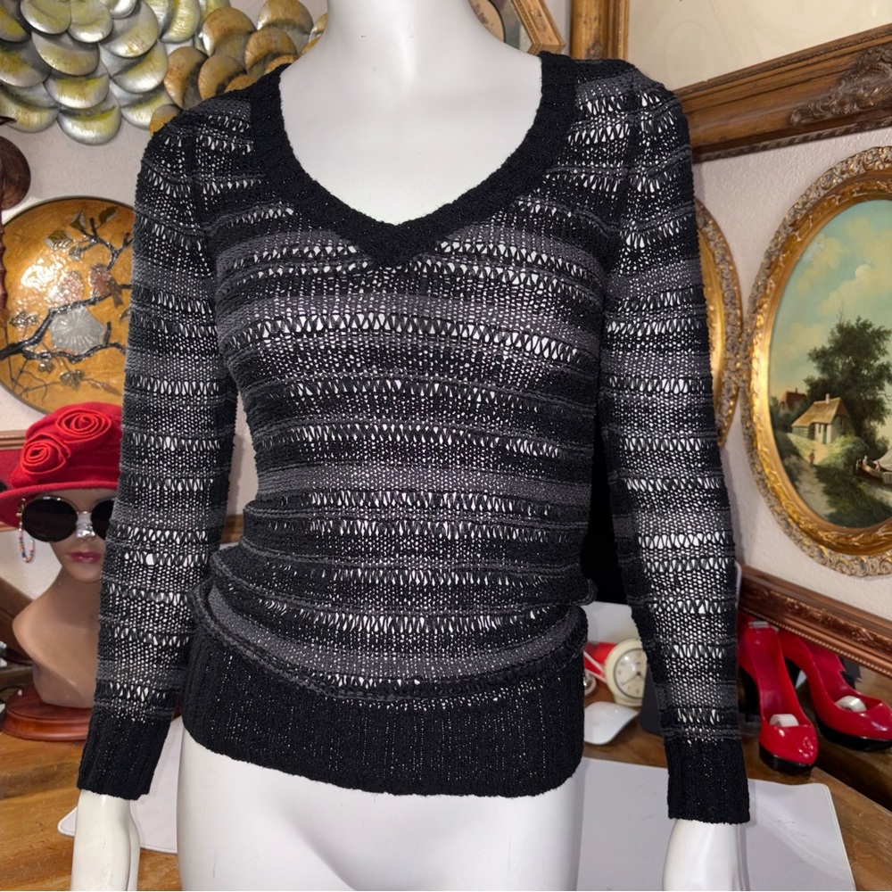 GUESS VINTAGE SZ SMALL striped Black Women's Sweater